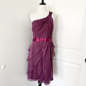 Adrianna Papell Tiered Chiffon Burgundy Dress